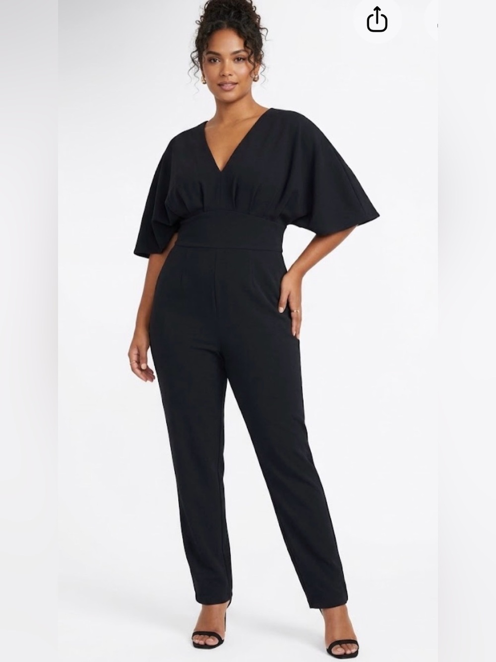 Alexia Admor Black V-Neck Wide-Sleeve Jumpsuit